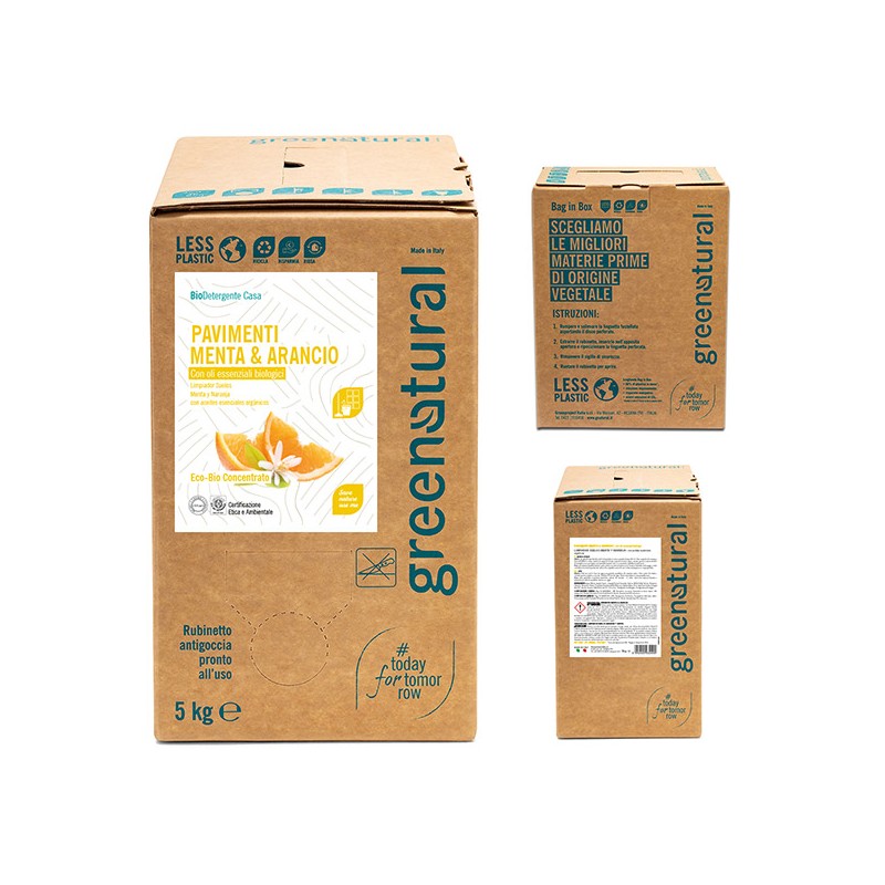 Fregasuelo ecológico menta naranja - Bag in Box 5 kg · Ecologico Certificado · Greenatural