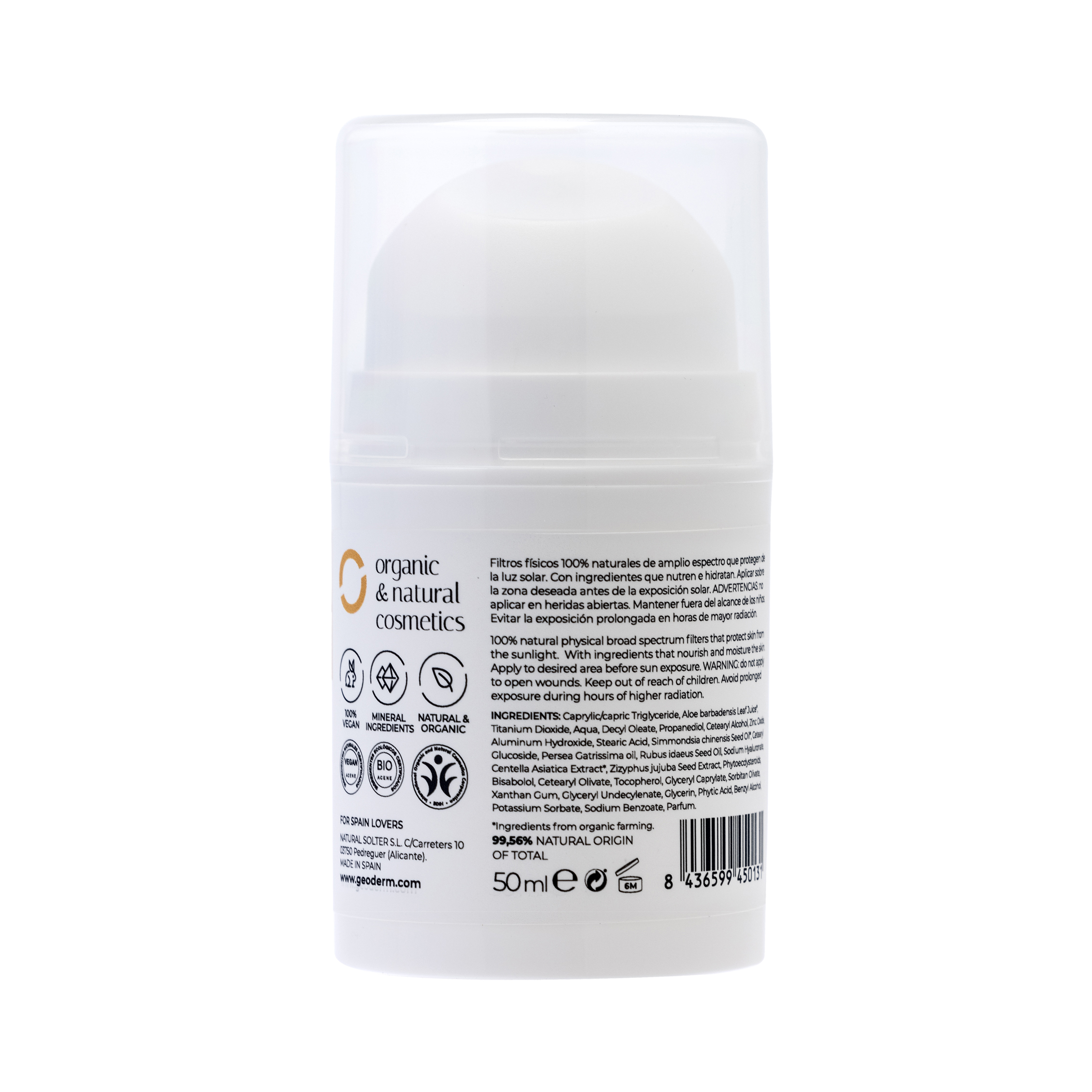 Protector Solar Natural SPF 50 (Bio y Vegano) - Imagen 2