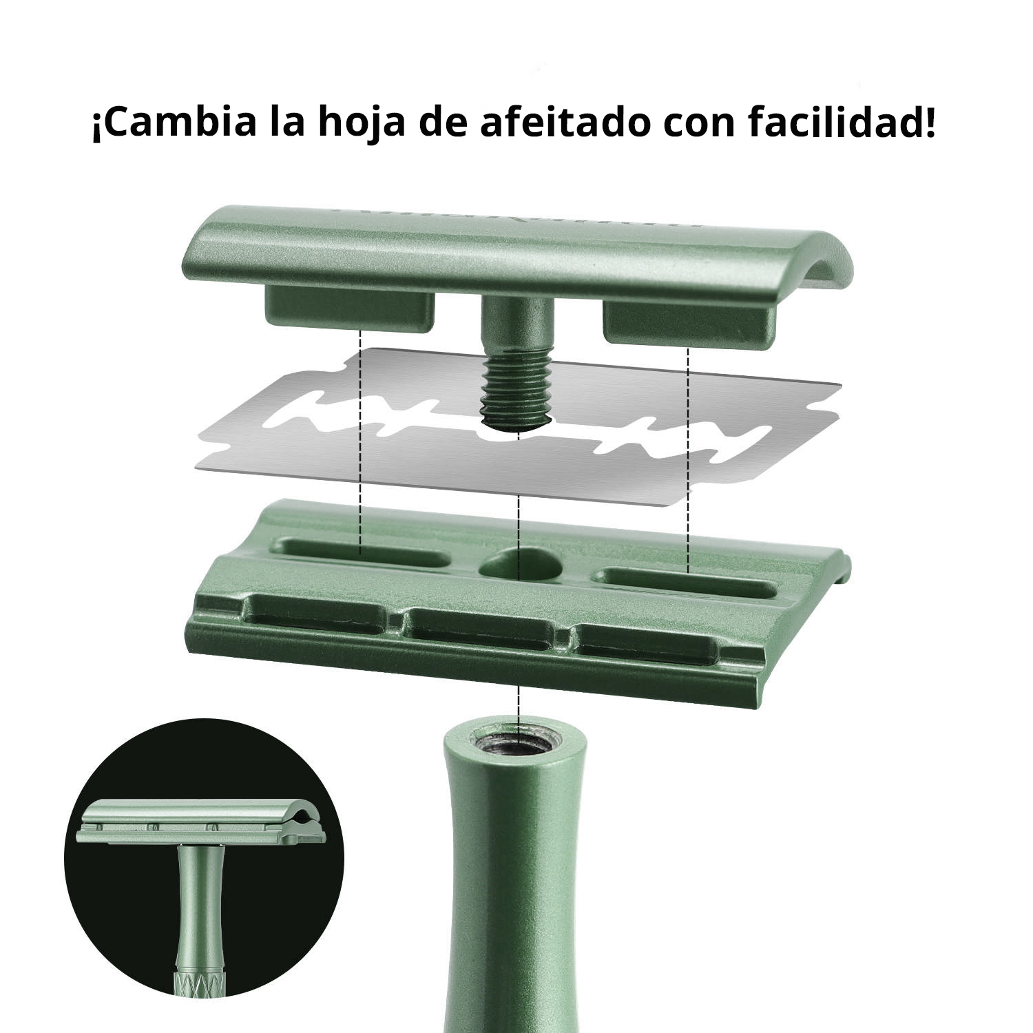 SET AFEITADO MAQUINILLA METAL + HOJAS - Imagen 3
