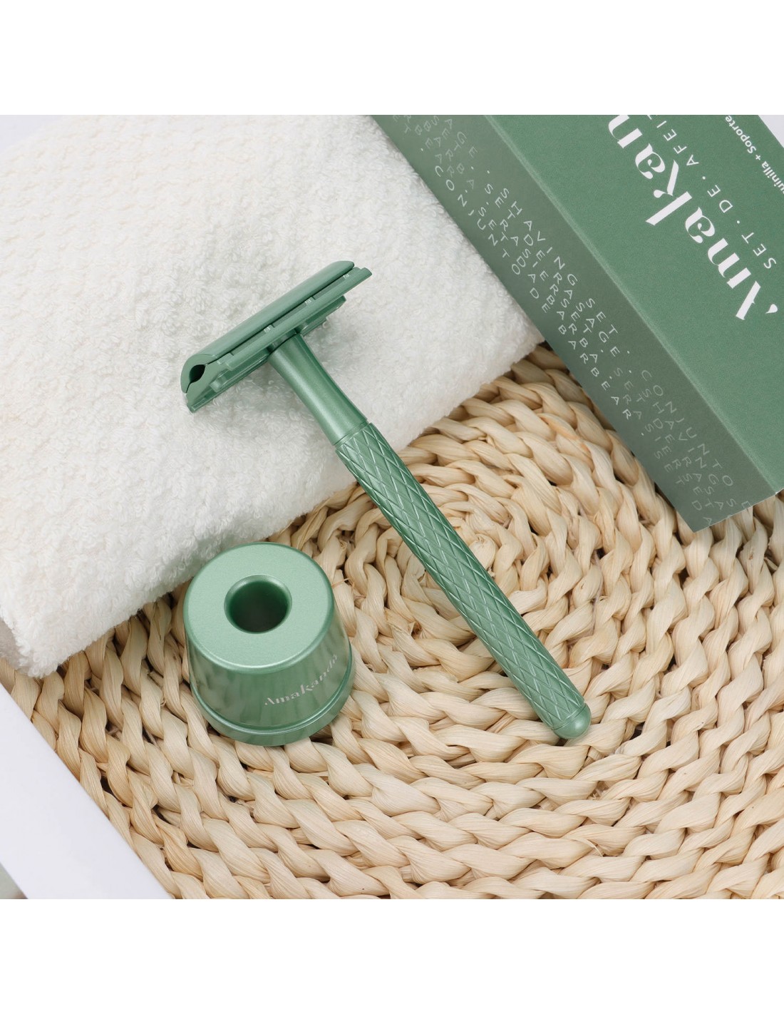 SET AFEITADO MAQUINILLA METAL + HOJAS - Imagen 5